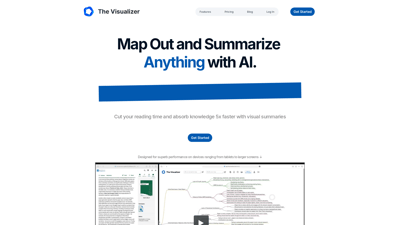 The brand name of the site is "The Visualizer AI."